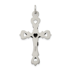 Sterling Silver 925 INRI Crucifix Pendant with Antiqued Brushed Finish