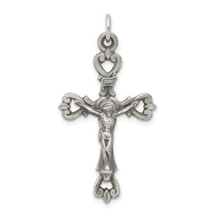 Sterling Silver Antiqued and Brushed INRI Crucifix Pendant