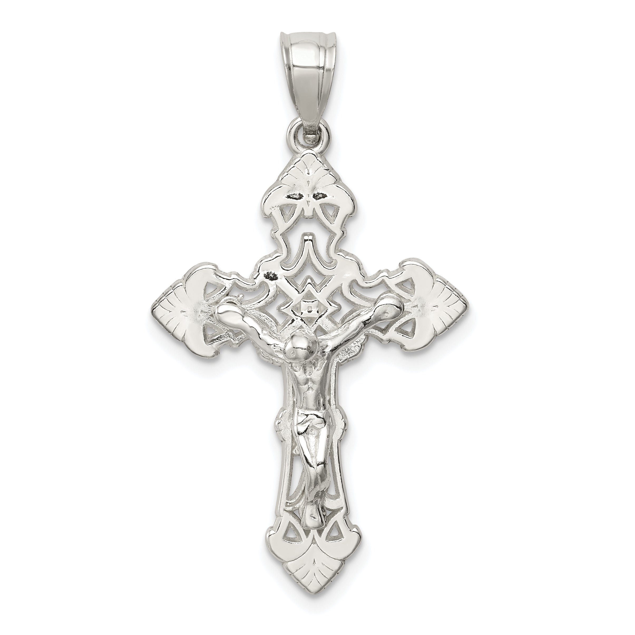 Sterling Silver Polished Crucifix Pendant