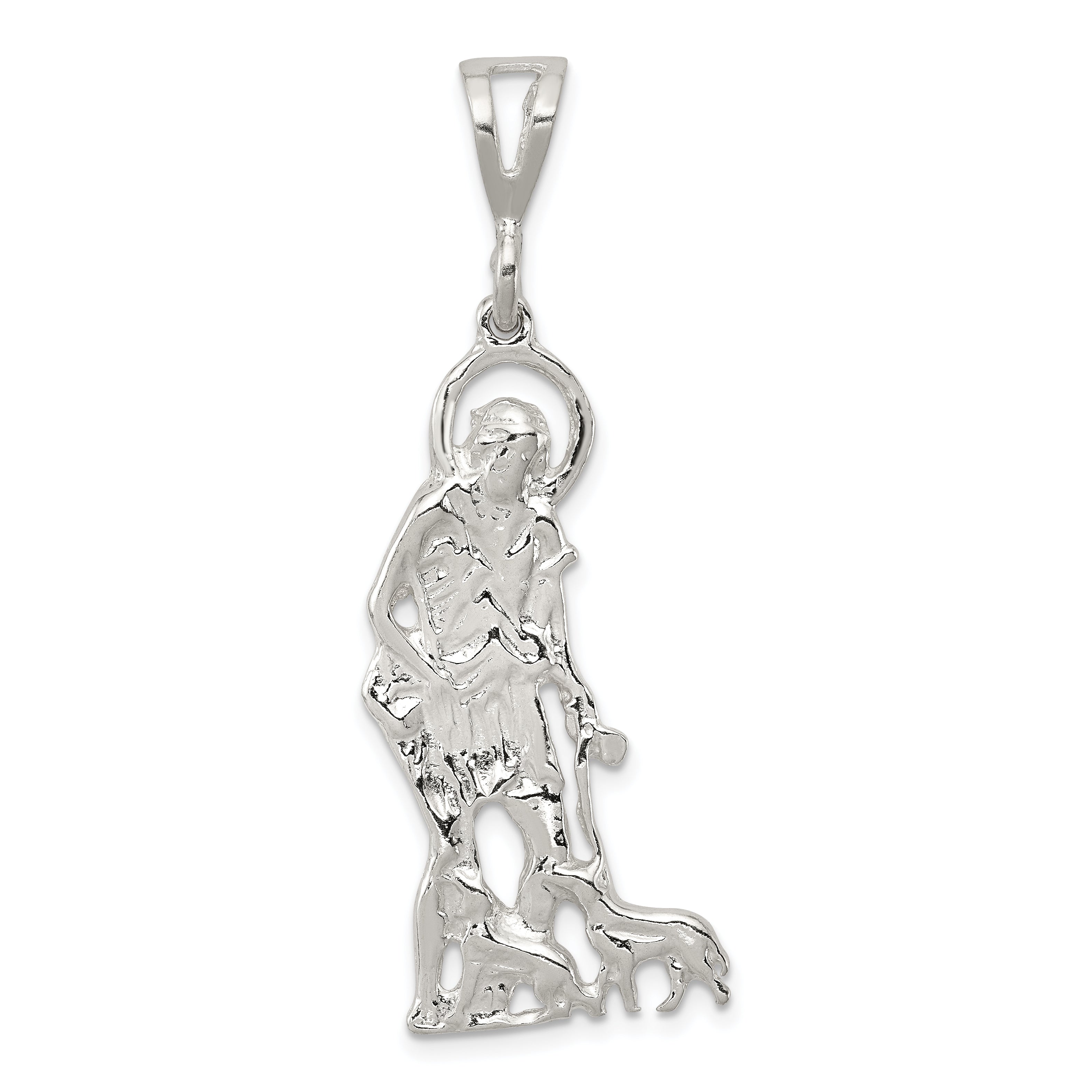 Sterling Silver Polished & Textured St. Lazarus Pendant