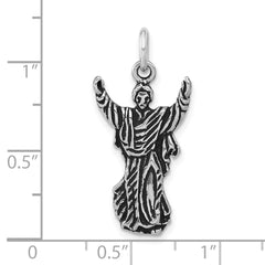 Sterling Silver 925 Jesus Pendant, Textured & Antiqued Unisex