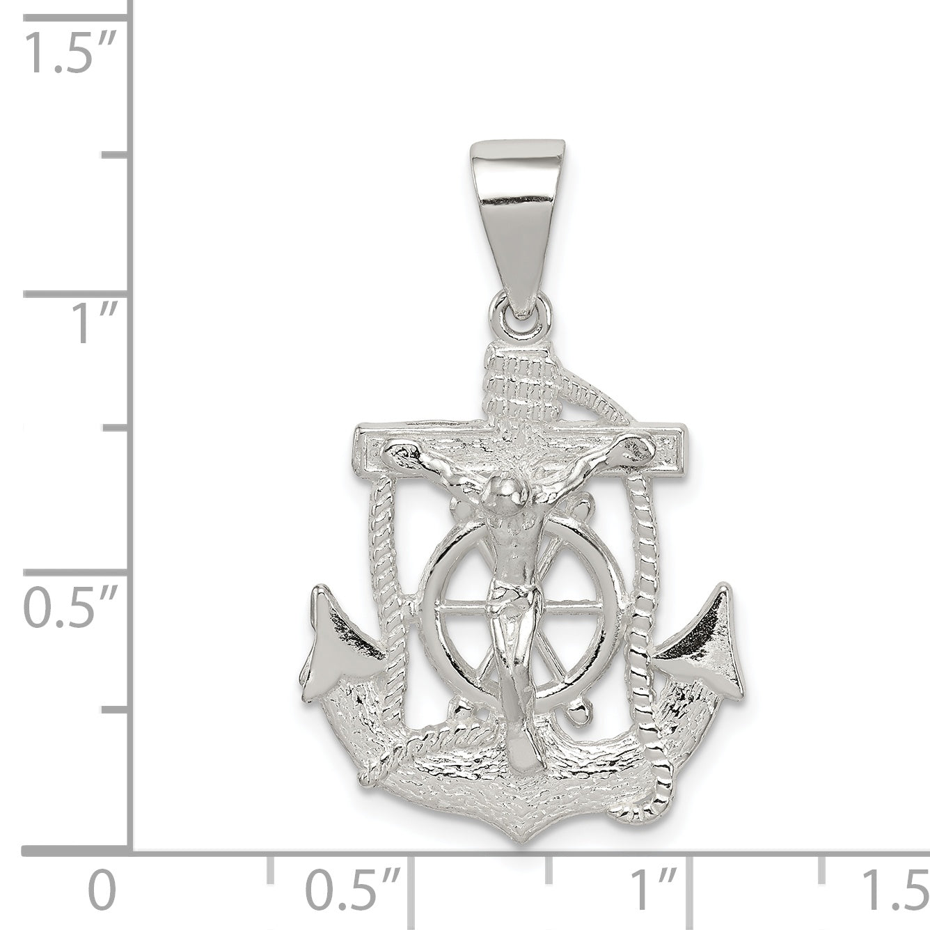 Sterling Silver Polished Mini Mariner INRI Crucifix Pendant