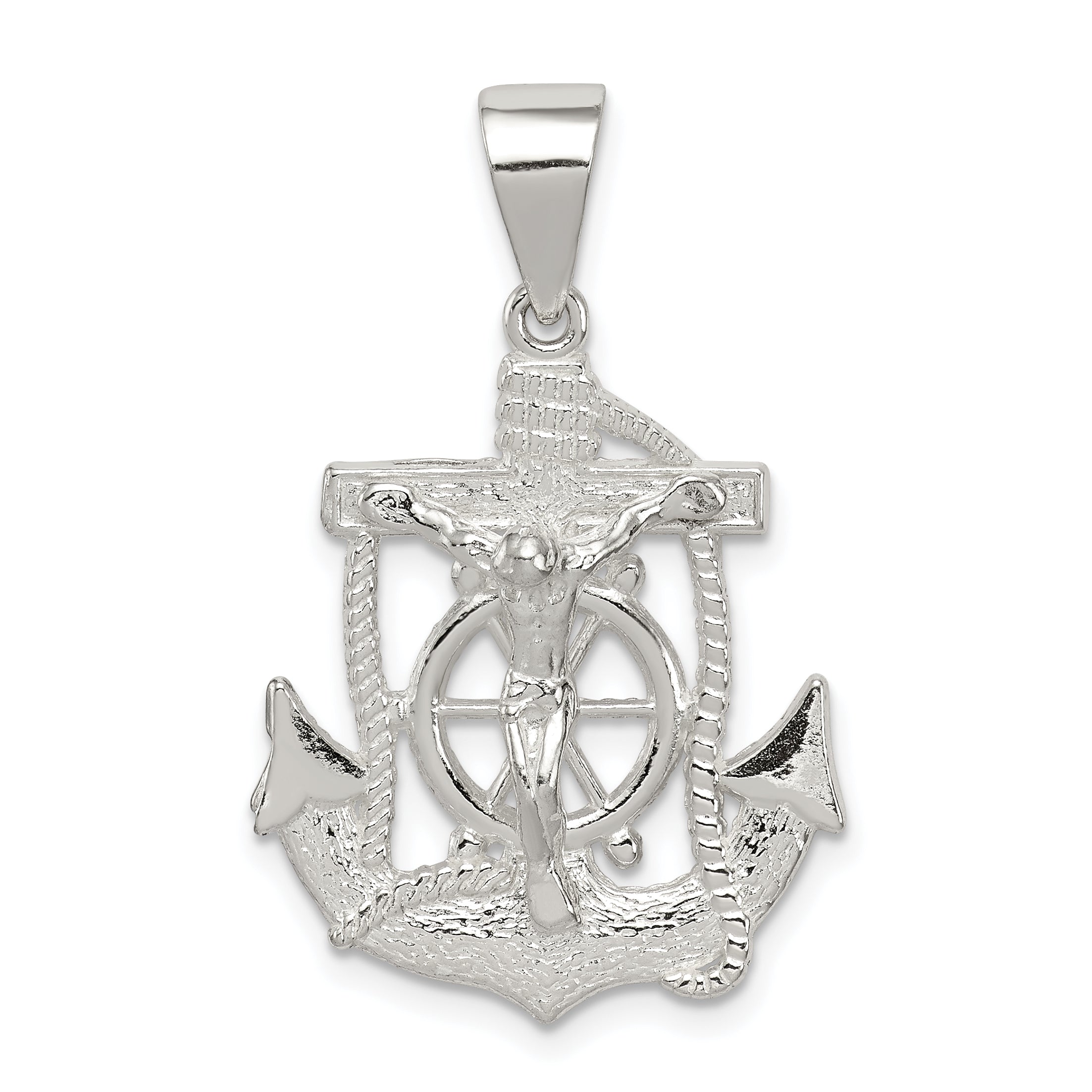 Sterling Silver Polished Mini Mariner INRI Crucifix Pendant