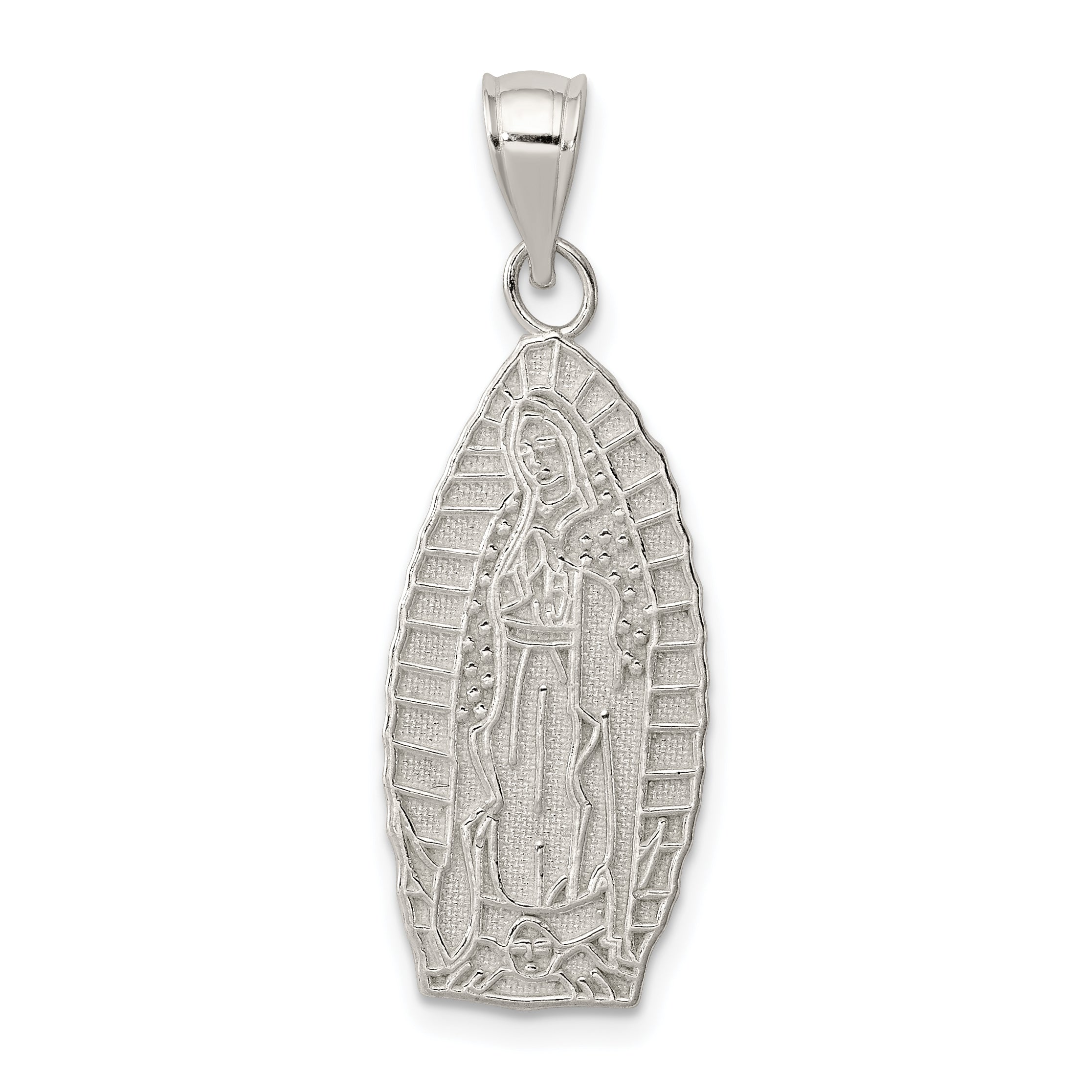 Sterling Silver Polished Religious Teardrop Pendant