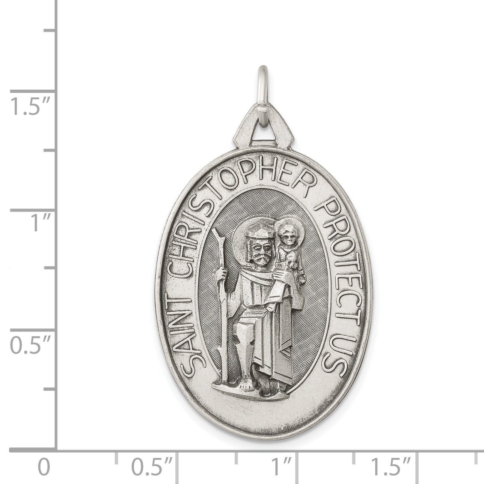 Sterling Silver 925 St. Christopher Antique Satin Pendant - Elegant and Solid