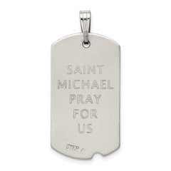 Sterling Silver 925 Saint Michael Antiqued Dog Tag Pendant