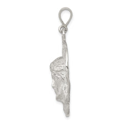 Sterling Silver 925 Jesus Head Pendant with Polished Textured Finish