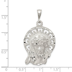 Sterling Silver 925 Jesus Head Pendant with Polished Textured Finish