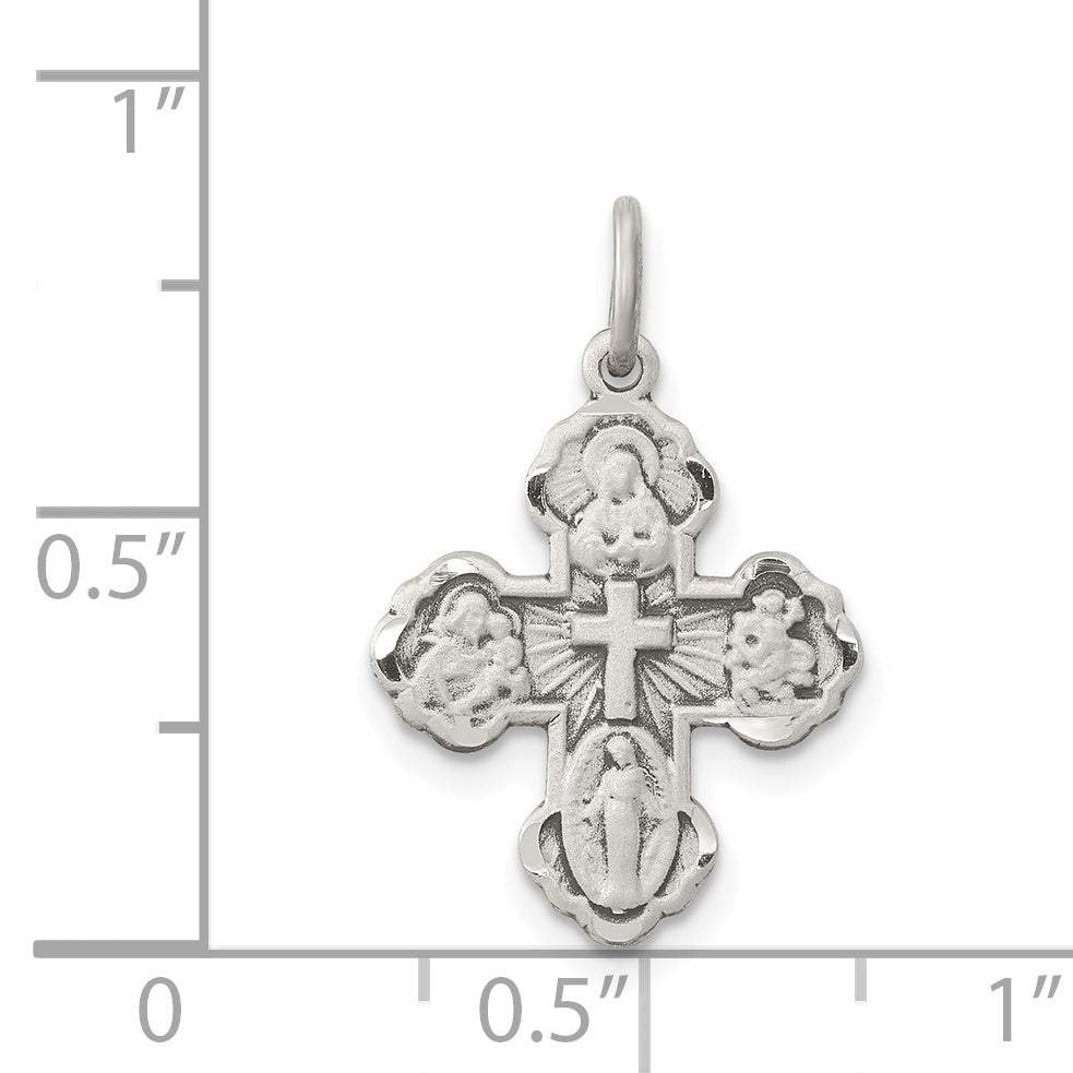 Sterling Silver Antiqued 4-Way Cross Pendant by Sophia Jewelers