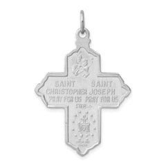 Sterling Silver 925 Two-Tone 4-Way Medal Cross Pendant with Polished Finish