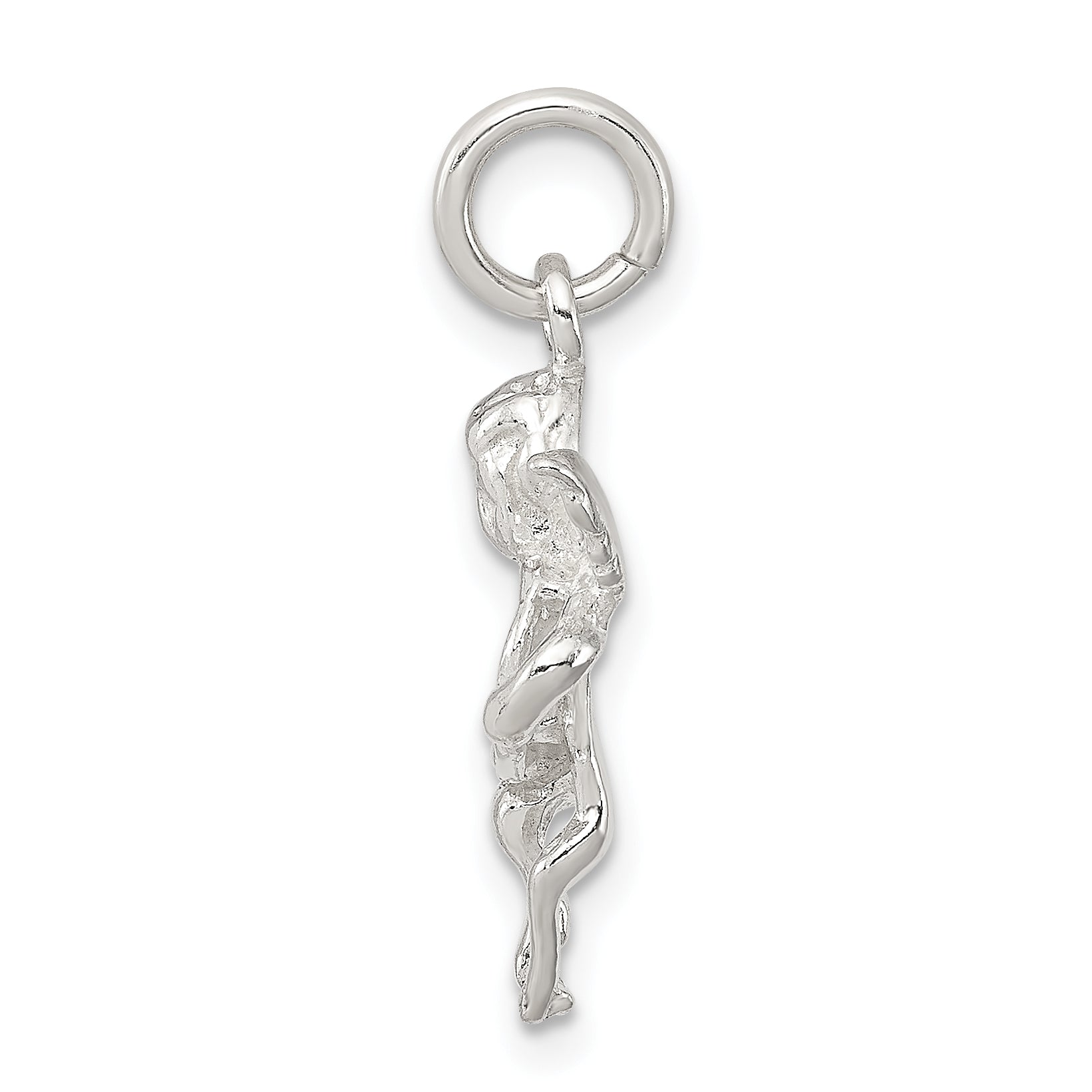 Sterling Silver Polished & Textured Angel Love Pendant