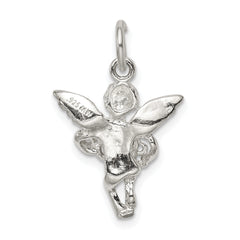 Sterling Silver Polished & Textured Angel Love Pendant