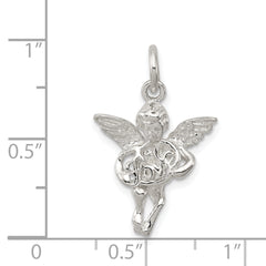 Sterling Silver Polished & Textured Angel Love Pendant