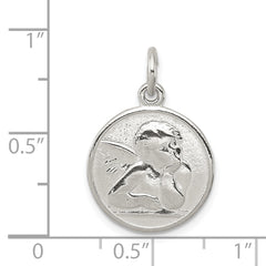 Sterling Silver Polished & Textured Small Raphael Angel Pendant