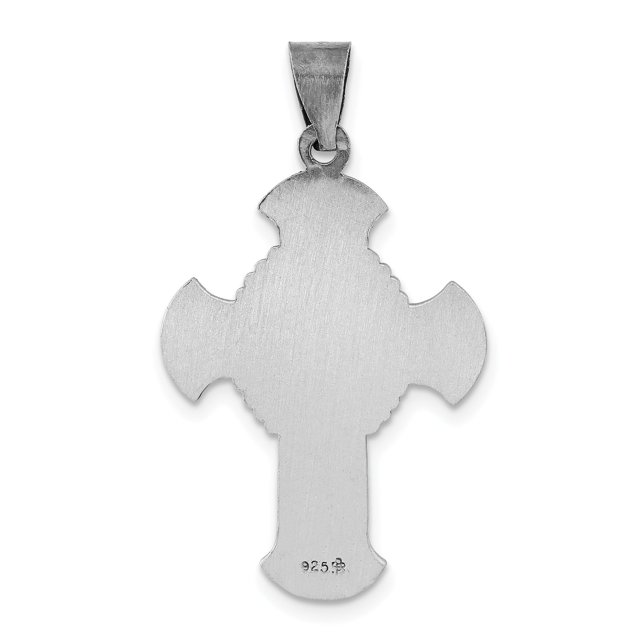 Sterling Silver 925 Unisex Antiqued Cross Pendant with Textured Finish