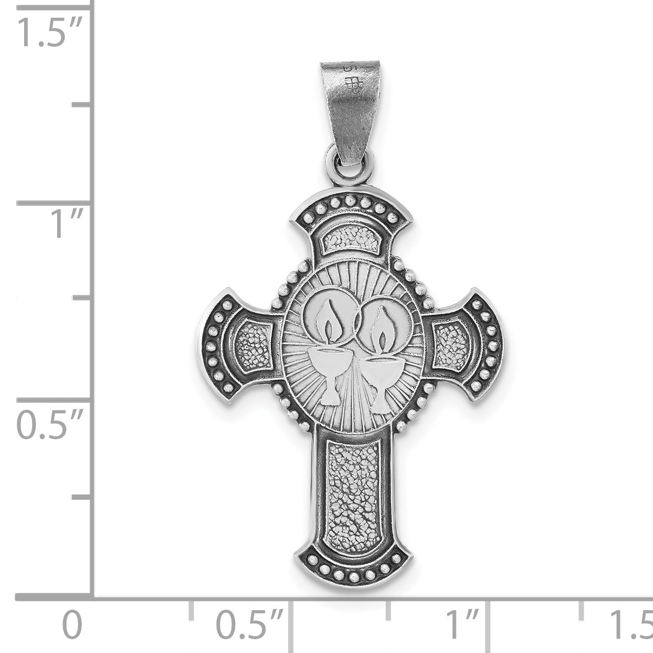 Sterling Silver 925 Unisex Antiqued Cross Pendant with Textured Finish