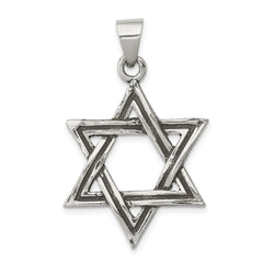 Sterling Silver Antiqued Star of David Pendant