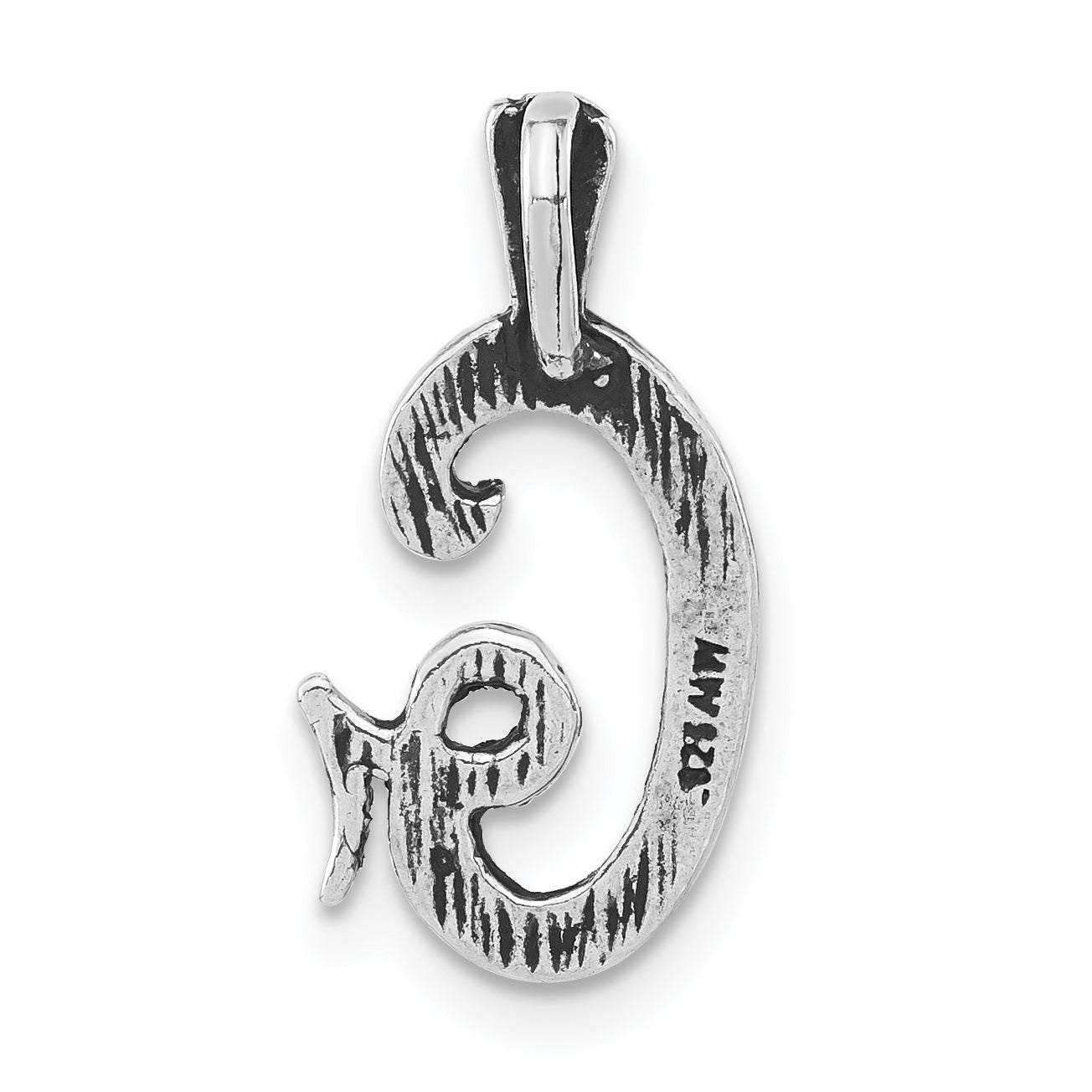 Sterling Silver Antiqued & Textured Letter G Chain Slide