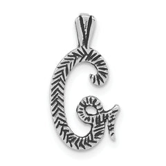 Sterling Silver Antiqued & Textured Letter G Chain Slide