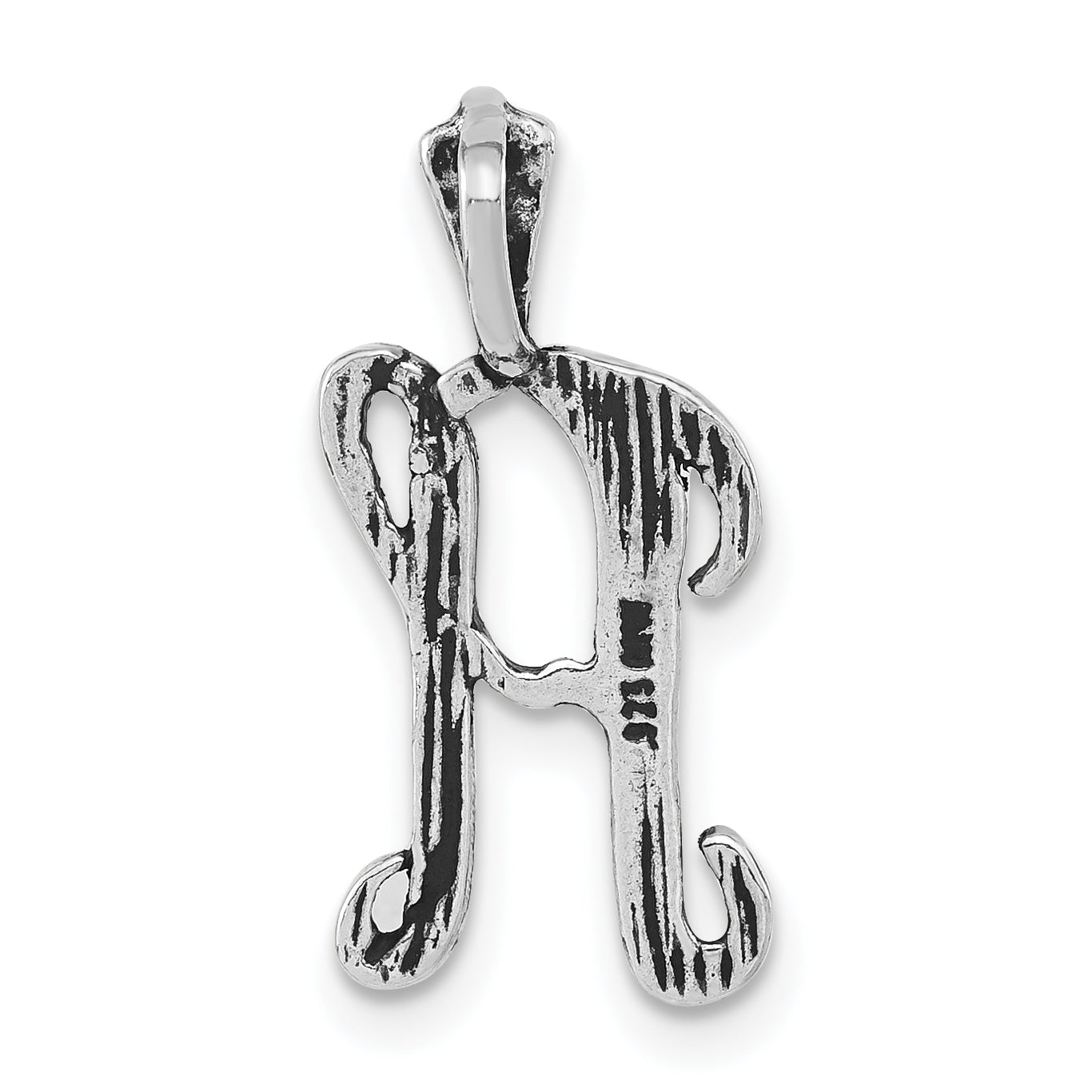 Sterling Silver Antiqued & Textured Letter H Chain Slide