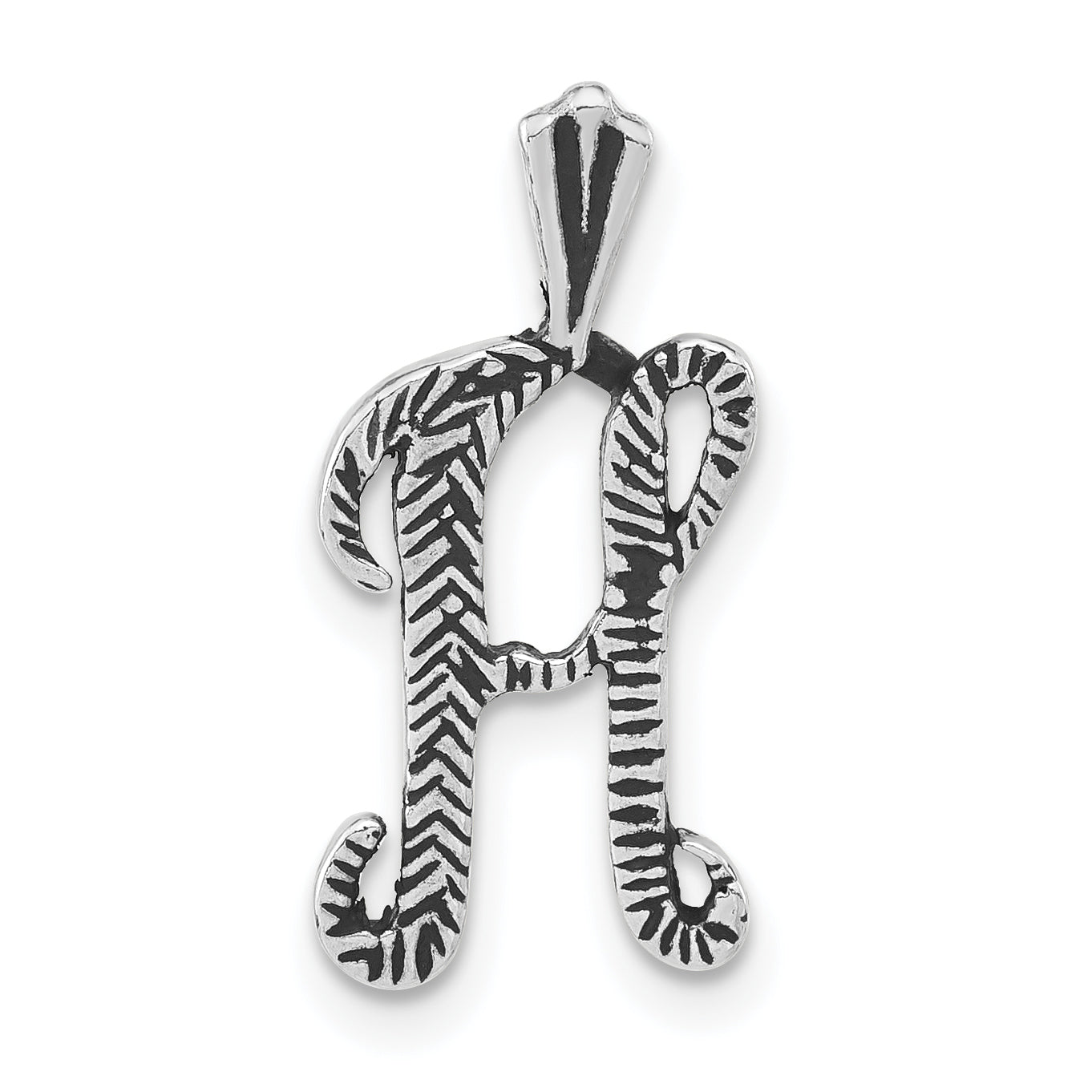 Sterling Silver Antiqued & Textured Letter H Chain Slide