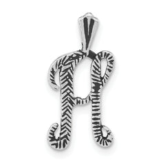 Sterling Silver Antiqued & Textured Letter H Chain Slide