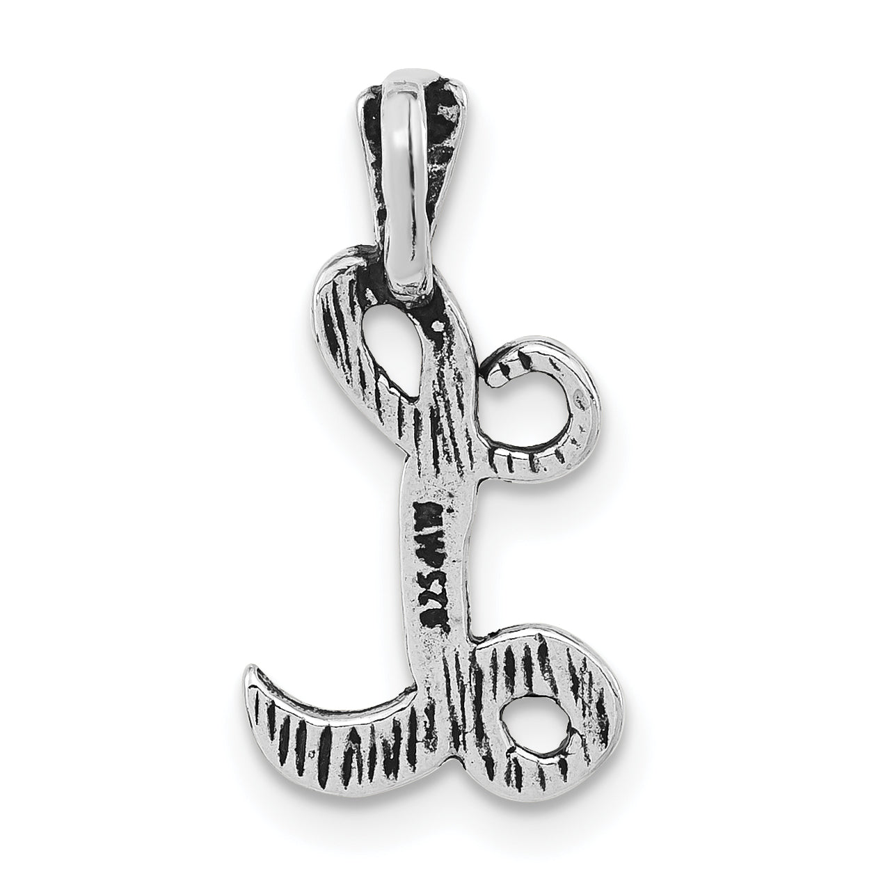 Sterling Silver Antiqued & Textured Letter L Chain Slide