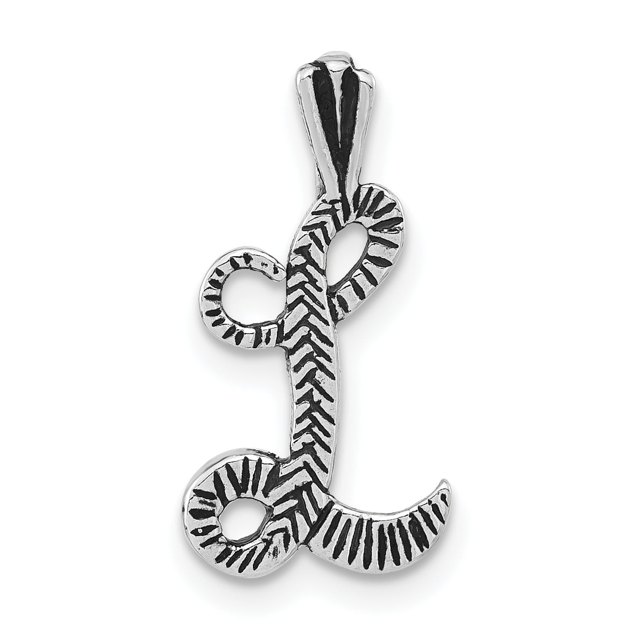 Sterling Silver Antiqued & Textured Letter L Chain Slide