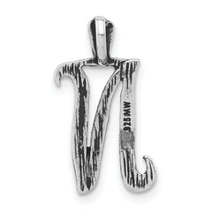 Sterling Silver Antiqued & Textured Letter N Chain Slide