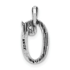 Sterling Silver Antiqued & Textured Letter O Chain Slide