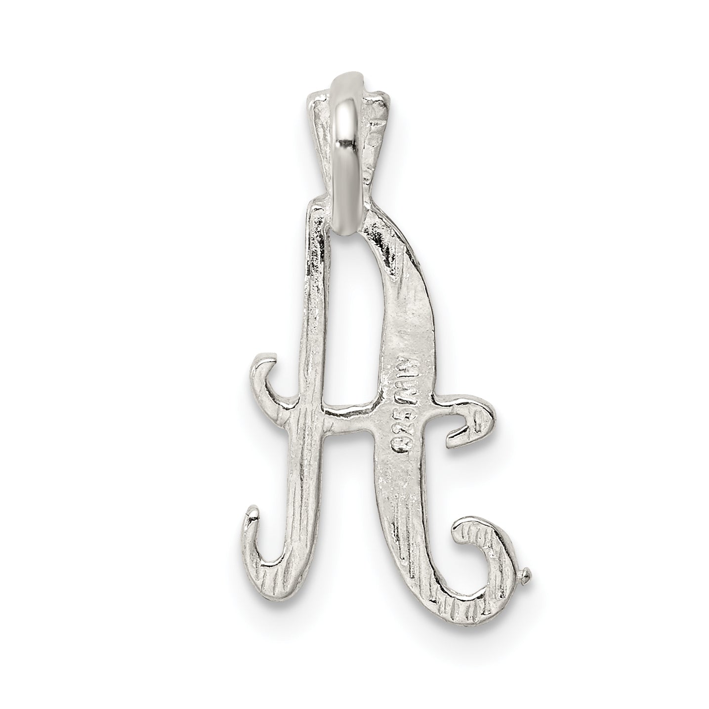 Sterling Silver Polished & Textured Letter A Chain Slide