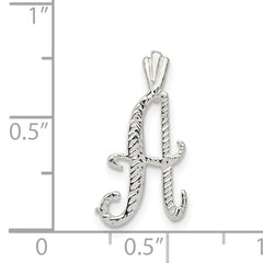 Sterling Silver Polished & Textured Letter A Chain Slide