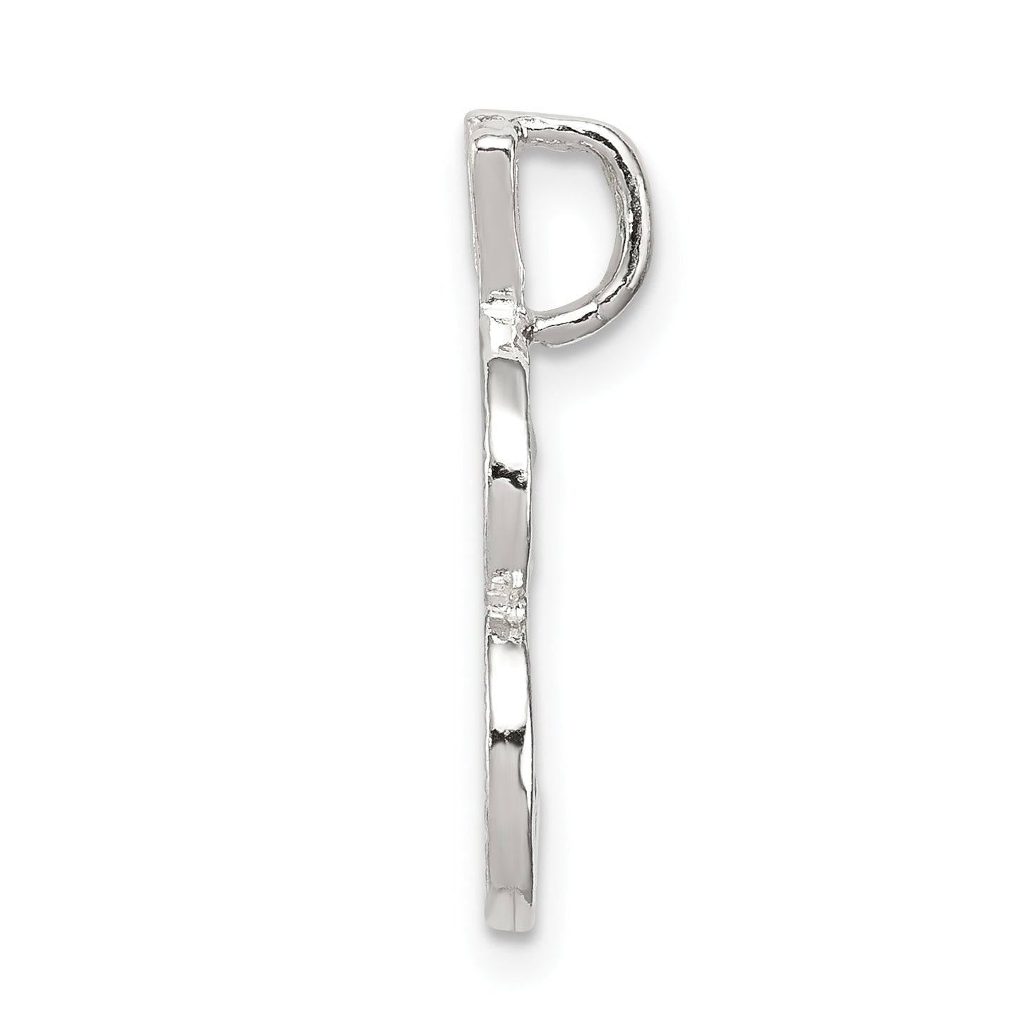 Sterling Silver Polished & Textured Letter B Chain Slide