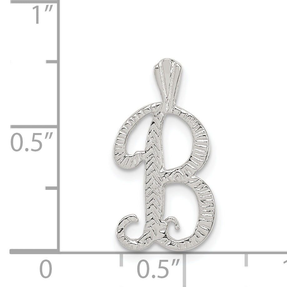 Sterling Silver Polished & Textured Letter B Chain Slide