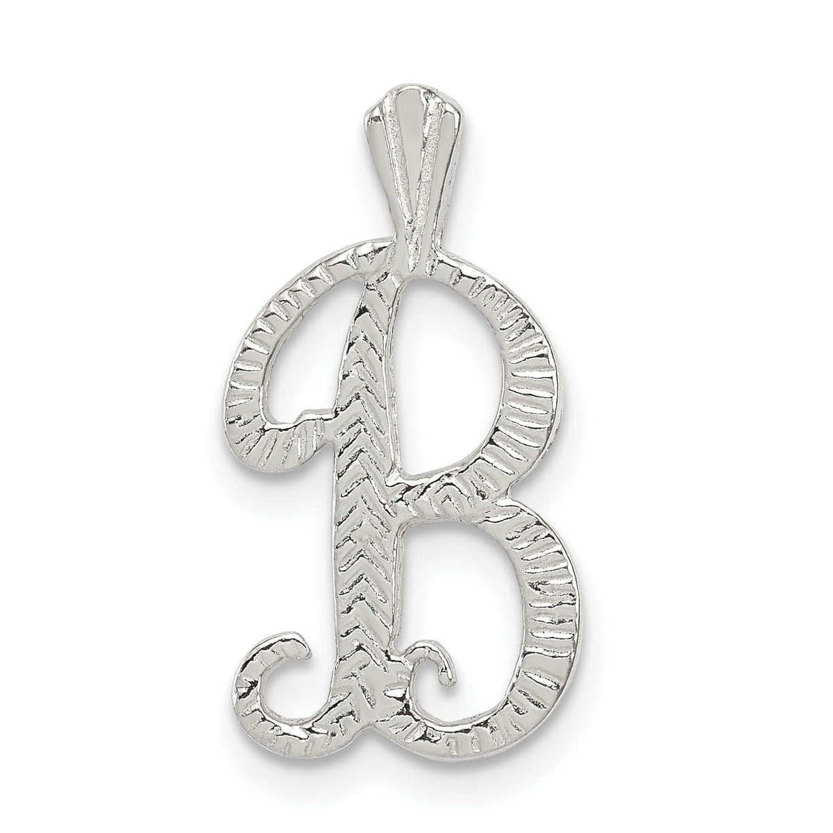 Sterling Silver Polished & Textured Letter B Initial Chain Slide