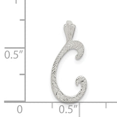 Sterling Silver Polished & Textured Letter C Chain Slide