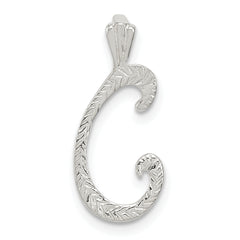 Sterling Silver Polished & Textured Letter C Initial Chain Slide