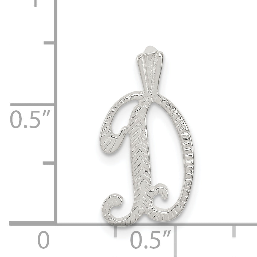 Sterling Silver Polished & Textured Letter D Chain Slide