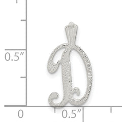 Sterling Silver Polished & Textured Letter D Chain Slide