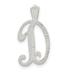 Sterling Silver Polished & Textured Letter D Initial Chain Slide