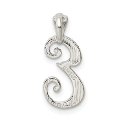 Sterling Silver Polished & Textured Letter E Chain Slide