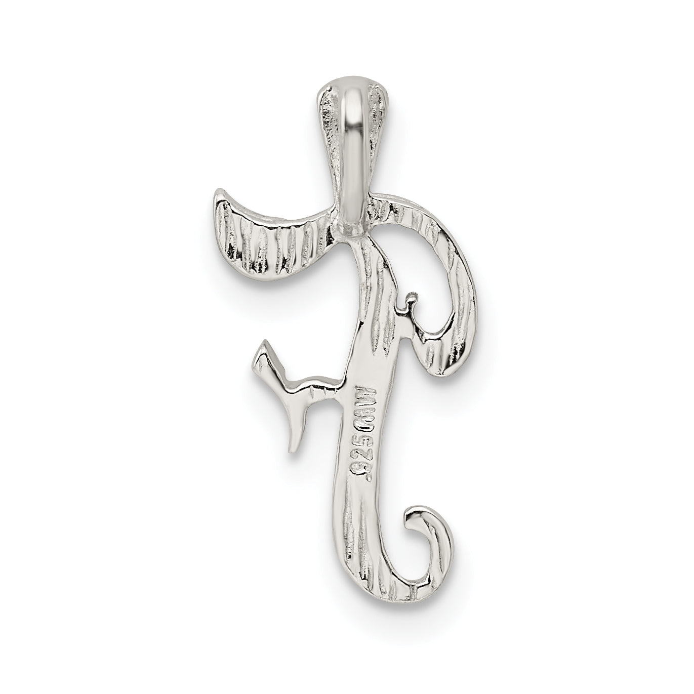 Sterling Silver Polished & Textured Letter F Chain Slide