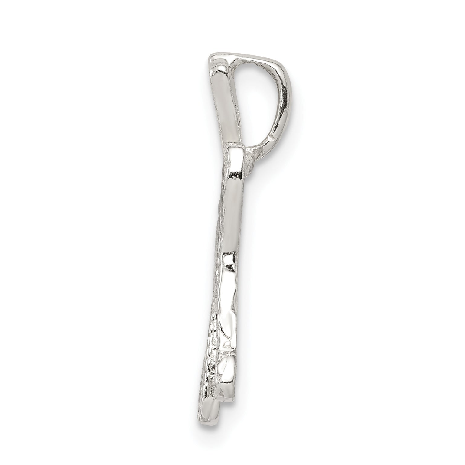 Sterling Silver Polished & Textured Letter H Chain Slide