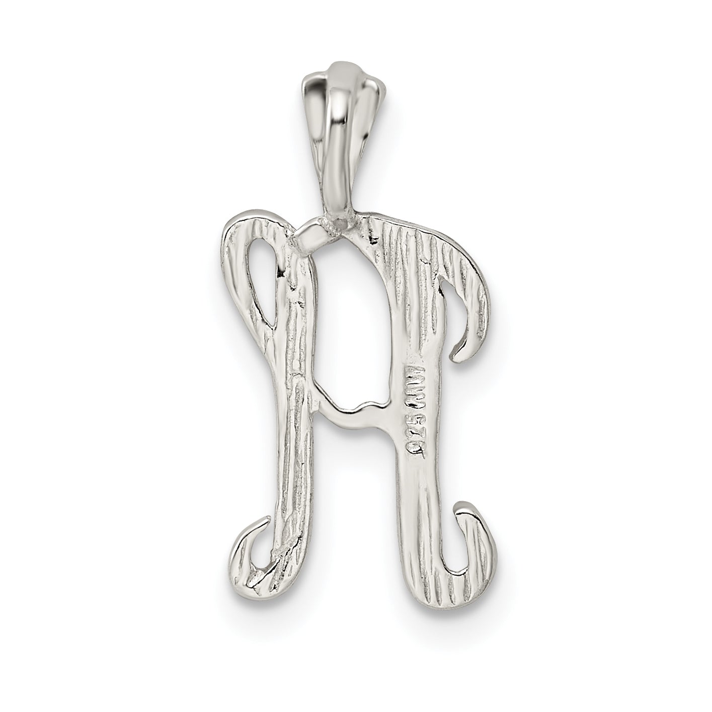 Sterling Silver Polished & Textured Letter H Chain Slide