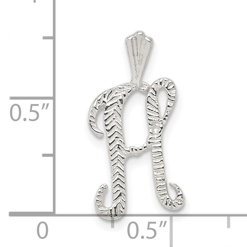 Sterling Silver Polished & Textured Letter H Chain Slide