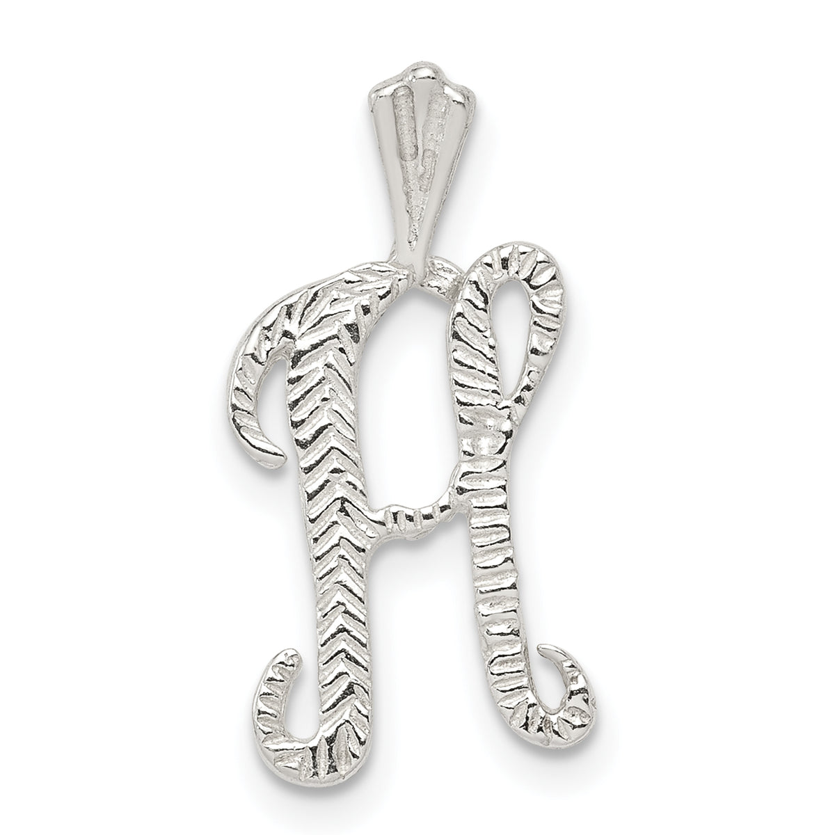 Sterling Silver Polished & Textured Letter H Initial Chain Slide