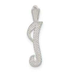 Sterling Silver Polished & Textured Letter I Initial Chain Slide