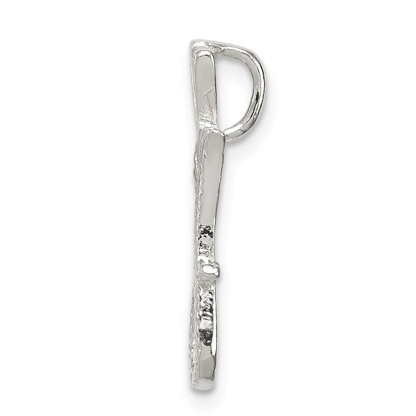 Sterling Silver Polished & Textured Letter J Chain Slide