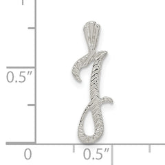 Sterling Silver Polished & Textured Letter J Chain Slide