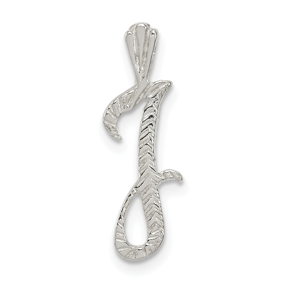 Sterling Silver Polished & Textured Letter J Initial Chain Slide